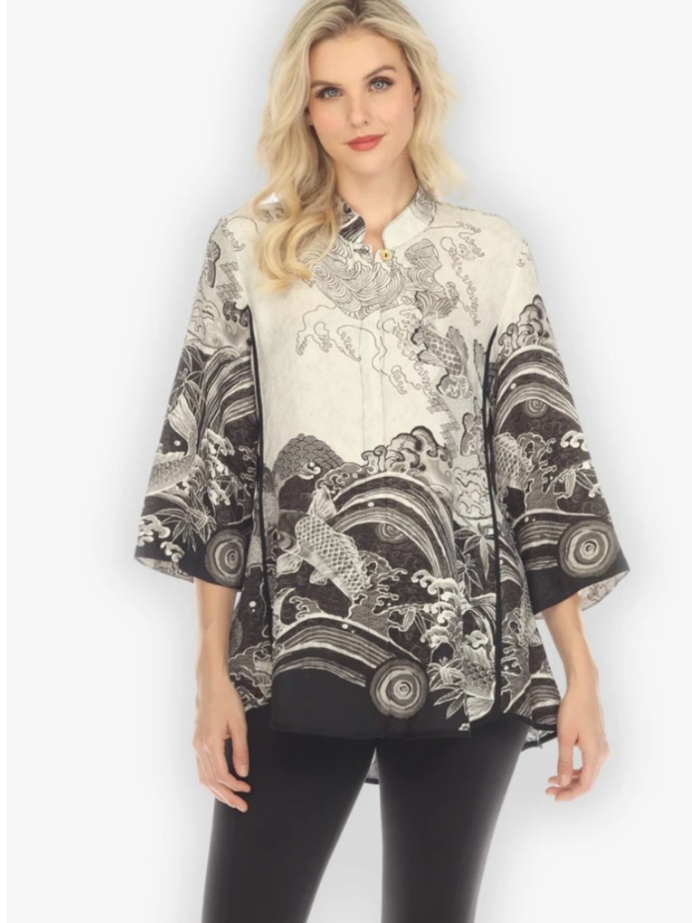 Citron Koi Black White Tummy Tuck Shirt